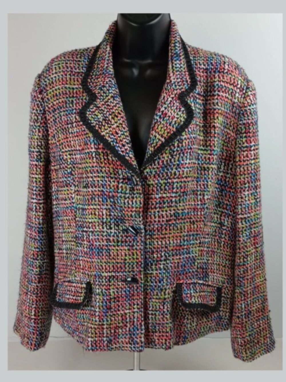 Vintage Sag Harbor Women's P XL Multicolor Wool Blend Woven Jacket‎ Blazer